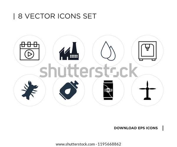 Collection 8 Simple Icons Such Windmill Stock Vector Royalty Free 1195668862