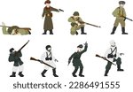 Collection of 8 Soviet and German soldiers from World War 2