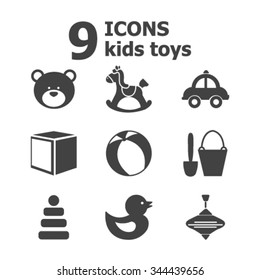Collection of 9 baby icons. Vector illustration.