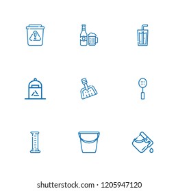 Collection of 9 can outline icons include icons such as recycle bin, bucket, waste, cylinder, soda, slotted spoon, beer