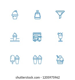 Collection Of 9 Cone Outline Icons Include Icons Such As Funnel, Ice Cream