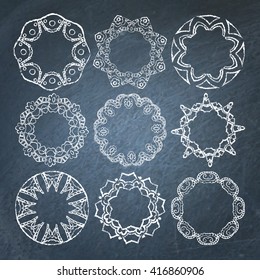 Collection of 9 decorative lacy chalkboard frames