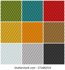 A collection of 9 different colored reptile skin backgrounds. Seamlessly repeatable. Eps 10 Vector.