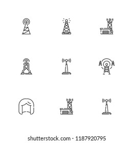 Collection of 9 different outline icons include icons such as antenna