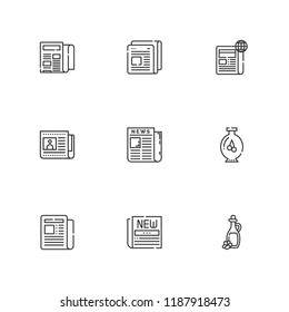 Collection of 9 extra outline icons include icons such as newspaper