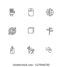Collection of 9 finger outline icons include icons such as internet, mouse, multi tab, pointer, portable