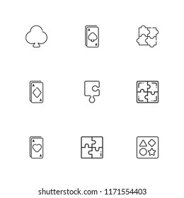 Collection of 9 four outline icons include icons such as ace, clover