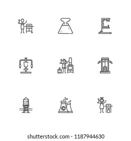 Collection Of 9 Gas Outline Icons Include Icons Such As Nuclear Plant, Geyser, Stove, Reservoir, Gas