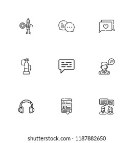 Collection of 9 help outline icons include icons such as chat, operator, headset, lifeguard