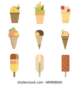 Collection of 9 icon ice cream 