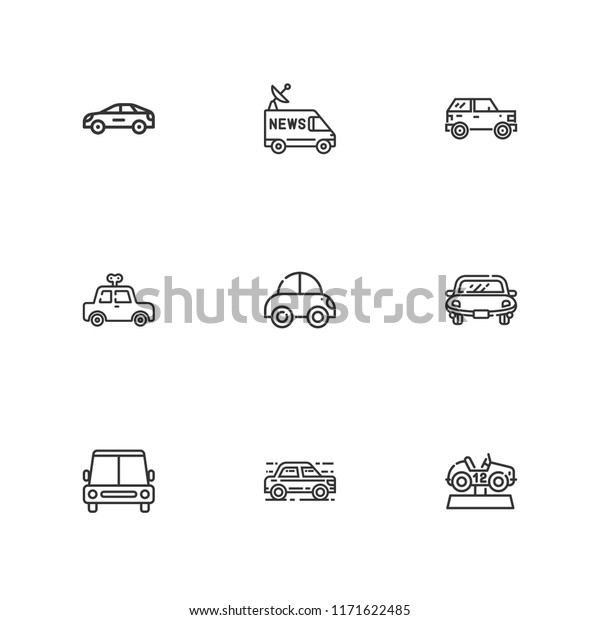 Collection of 9 illustrator outline icons include\
icons such as
