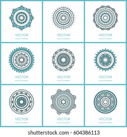 Collection of 9 mandalas. Hand drawn background. Vector illustration.