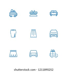 Collection of 9 mini outline icons include icons such as car, minivan