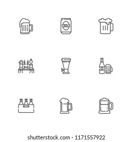 Collection of 9 pint outline icons include icons such as