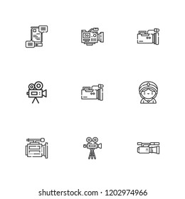 Collection of 9 signs outline icons include icons such as video camera, communications