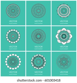 Collection of 9 simple mandalas. Vector illustration.