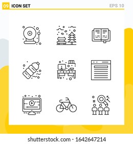Colección de 9 iconos de línea universal. Conjunto de iconos para Web y Mobile.