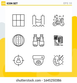 Collection of 9 Universal Line Icons. Icon Set for Web and Mobile.