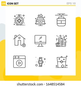 Collection of 9 Universal Line Icons. Icon Set for Web and Mobile.