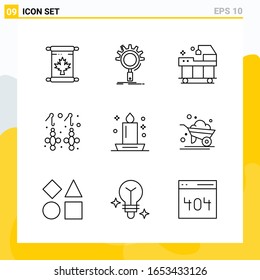 Collection of 9 Universal Line Icons. Icon Set for Web and Mobile.