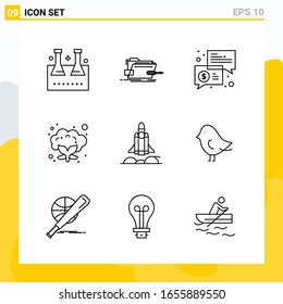 Collection of 9 Universal Line Icons. Icon Set for Web and Mobile.