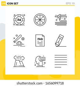 Collection of 9 Universal Line Icons. Icon Set for Web and Mobile.