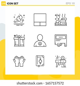 Collection of 9 Universal Line Icons. Icon Set for Web and Mobile.