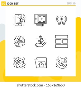 Colección de 9 iconos de línea universal. Conjunto de iconos para Web y Mobile.