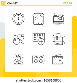 Colección de 9 iconos de línea universal. Conjunto de iconos para Web y Mobile.