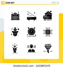 Collection of 9 Universal Solid Icons. Icon Set for Web and Mobile.