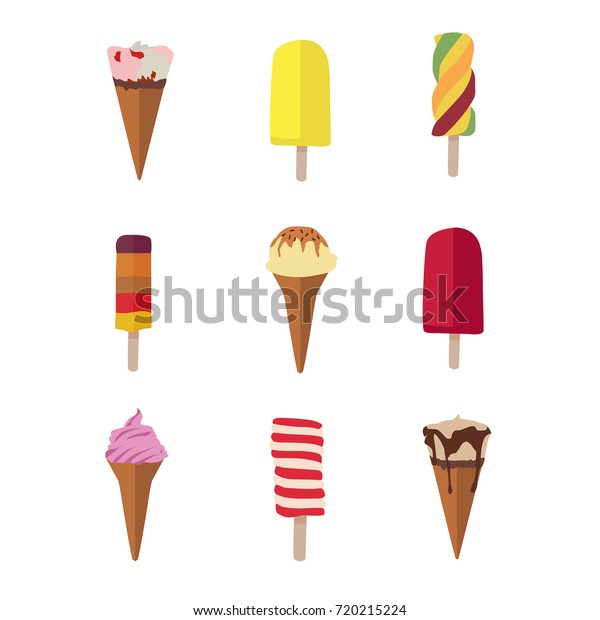 Collection 9 Vector Ice Cream Illustrations Stock Vector (Royalty Free