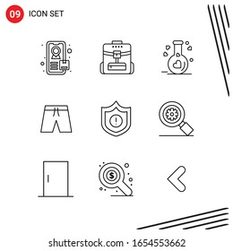 Kollektion von 9 Vektorsymbol im Line-Stil. Pixle Perfect Outline Symbole für Web und Mobile. Liniensymbole auf weißem Hintergrund. 9 Symbole.