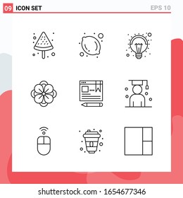 Kollektion von 9 Vektorsymbol im Line-Stil. Moderne Symbole für Web und Mobile. Zeilensymbol einzeln auf weißem Hintergrund. 9 Symbole.