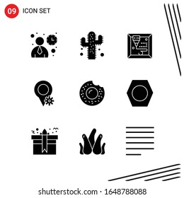 Collection of 9 Vector Icons in solid style. Pixle Perfect Glyph Symbols for Web and Mobile. Solid Icon Signs on White Background. 9 Icons.