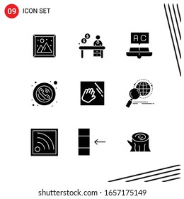 Collection of 9 Vector Icons in solid style. Pixle Perfect Glyph Symbols for Web and Mobile. Solid Icon Signs on White Background. 9 Icons.