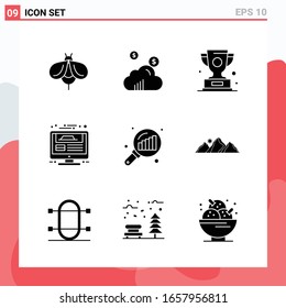 Collection of 9 Vector Icons in solid style. Modern Glyph Symbols for Web and Mobile. Solid Icon Sign Isolated on White Background. 9 Icons.