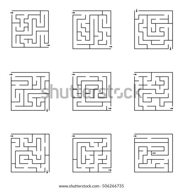 Download Collection 9 Vector Mazes Labyrinth Maze Stock Vector Royalty Free 506266735
