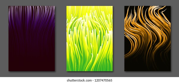 Collection A4 size covers with colorful fibra lines for flyers, posters, pages, booklets, cards. Vector, EPS10.