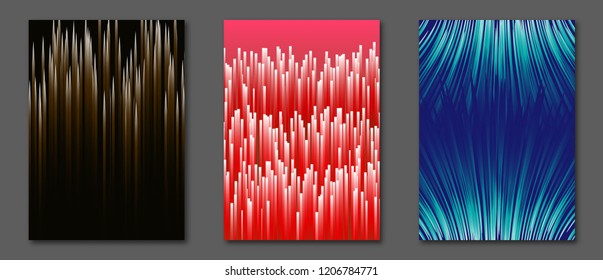 Collection A4 size templates with colorful fibra lines for flyers, posters, pages, booklets, cards. Vector, EPS10.