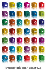 Collection of ABC blocks with reflection - tools for arranging any word you need!