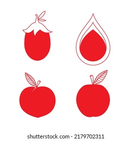 Colección con abstracto con manzanas y rayas para fondo e impresión