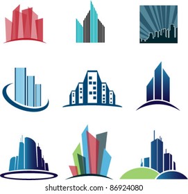 Collection Of Abstract architecture Vector Symbols Isolated On White Background. Graphic Design Editable For Your Design.