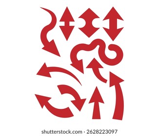 Colección del conjunto de iconos de flecha Abstractas: Vectores curvos, trenzados y direccionales para navegación y diseño de flujo, archivo de Vector