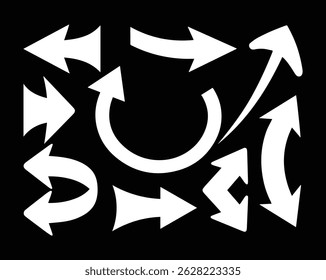Collection of Abstract Arrow Icon Set – Curved, Twisted, and Directional Vectors for Navigation and Flow Design, Vector File