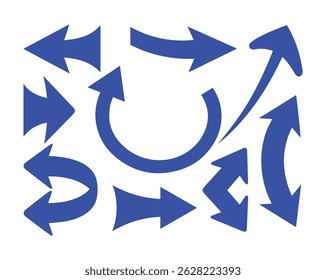 Collection of Abstract Arrow Icon Set – Curved, Twisted, and Directional Vectors for Navigation and Flow Design, Vector File