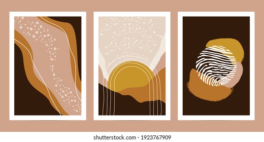 Collection Of Abstract Art Posters In Pastel Colors. Great Design For Social Media, Postcards, Print, Wall Decoration.