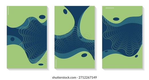 collection of abstract background with blue and green fluid shapes , for poster. banner, web design, header, cover, billboard, brochure, social media, landing page