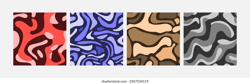 Collection of abstract background colorful waves seamless pattern vector design, design can be for t-shirts, wrapping paper, printing needs
