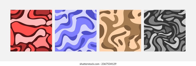Collection of abstract background colorful waves seamless pattern vector design, design can be for t-shirts, wrapping paper, printing needs