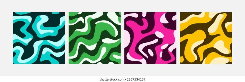 Collection of abstract background colorful waves seamless pattern vector design, design can be for t-shirts, wrapping paper, printing needs